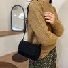 Zipper velvet shoulder bags for women solid casual bag fashion sewing line shoulder bag