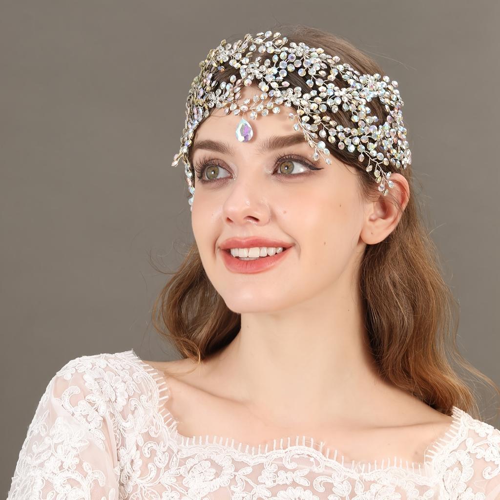 1pc Retro Bling Bling Rhinestone Decorative Pendant Head Band Elegant Hair Accessories For Women And Girls