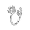 Rotatable Flower Moon Star Open Ring For Women Anti Anxiety Stress Relief Micro Paved Zircon Jewelry