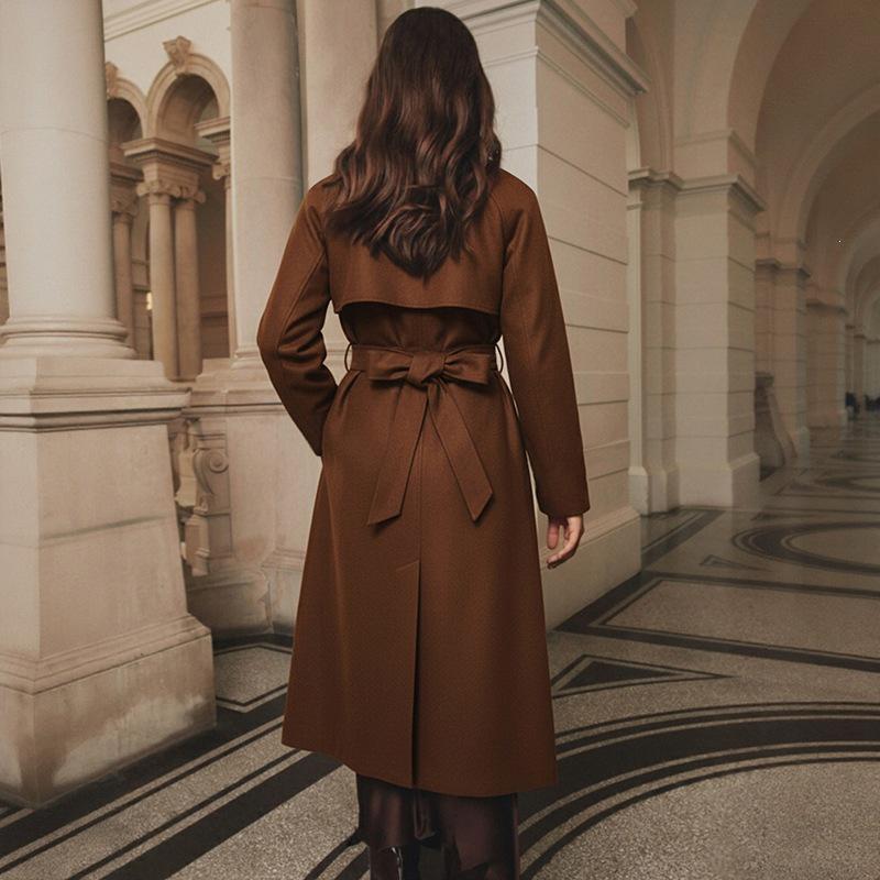 2026 Women's Elegant Belted Woolen Long Coat for Autumn/Winter