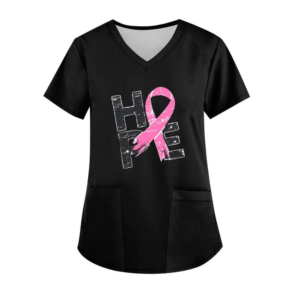 Women's V-Neck Short-Sleeve Pocketed Top With Side Slit