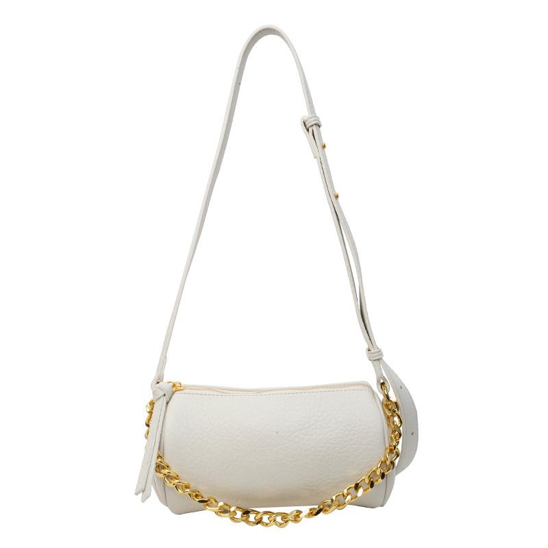 Large capacity messenger bag texture cylinder bag new spring and summer fashion simple small bag shoulder bag