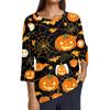 Women's Fashion Casual Three-quarter Sleeve Halloween Printed Round Neck Top