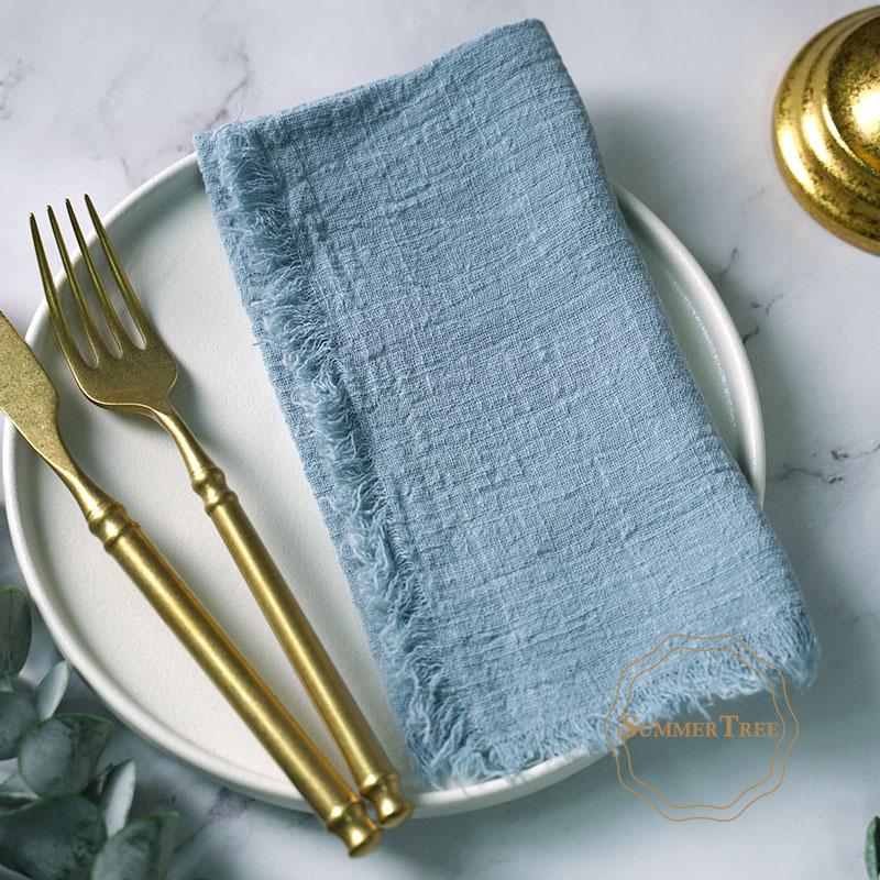 20PCS Napkins 41x41CM Cotton Cloth Gauze Retro Burr Rustic Kitchen Tea Towel Wedding Party Dinner Christmas Napkin Table Decor