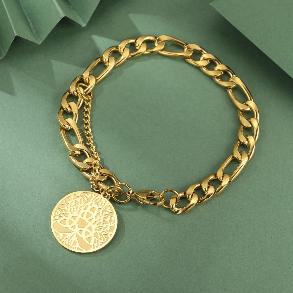 LIKGREAT Trinitätsknoten Lebensbaum Armband für Männer Frauen Edelstahl Halbmond Göttin Medaillon Anhänger Schmuck Geschenk