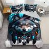 Colorful Wolf Head Pattern 3D Print Duvet Cover Soft Comfortable Dreamy Style Bedding Set Wildlife Theme Quilt Cover Pillowcases