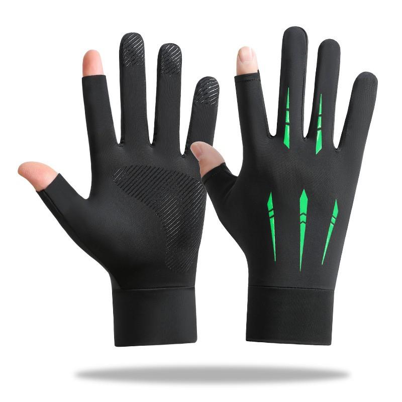 Mens UV Protection Half-Finger Cooling Gloves Cycling Driving Fishing Outdoor Use