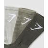 Gymshark Crew Socks 3pk Strength Green Utility Green Stone Grey I3a3p Ec3j