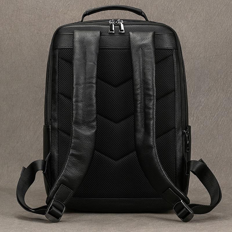 Genuine Leather School Bag For Men Women Black Cowskin Backpack 14 15 16 Inch Laptop Backpacks Travel Bag Male Female New Design