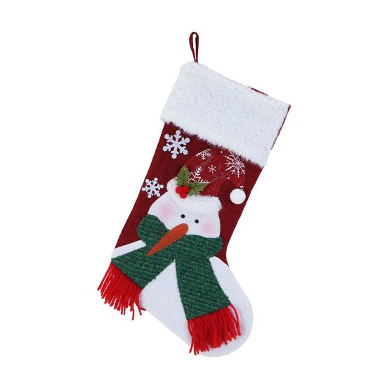 Christmas Stocking Snowman Santa Design Soft Xmas Stockings with Plush Cuff Fireplace Hanging Socks Candy Bag for Tree Fireplace Window Staircase