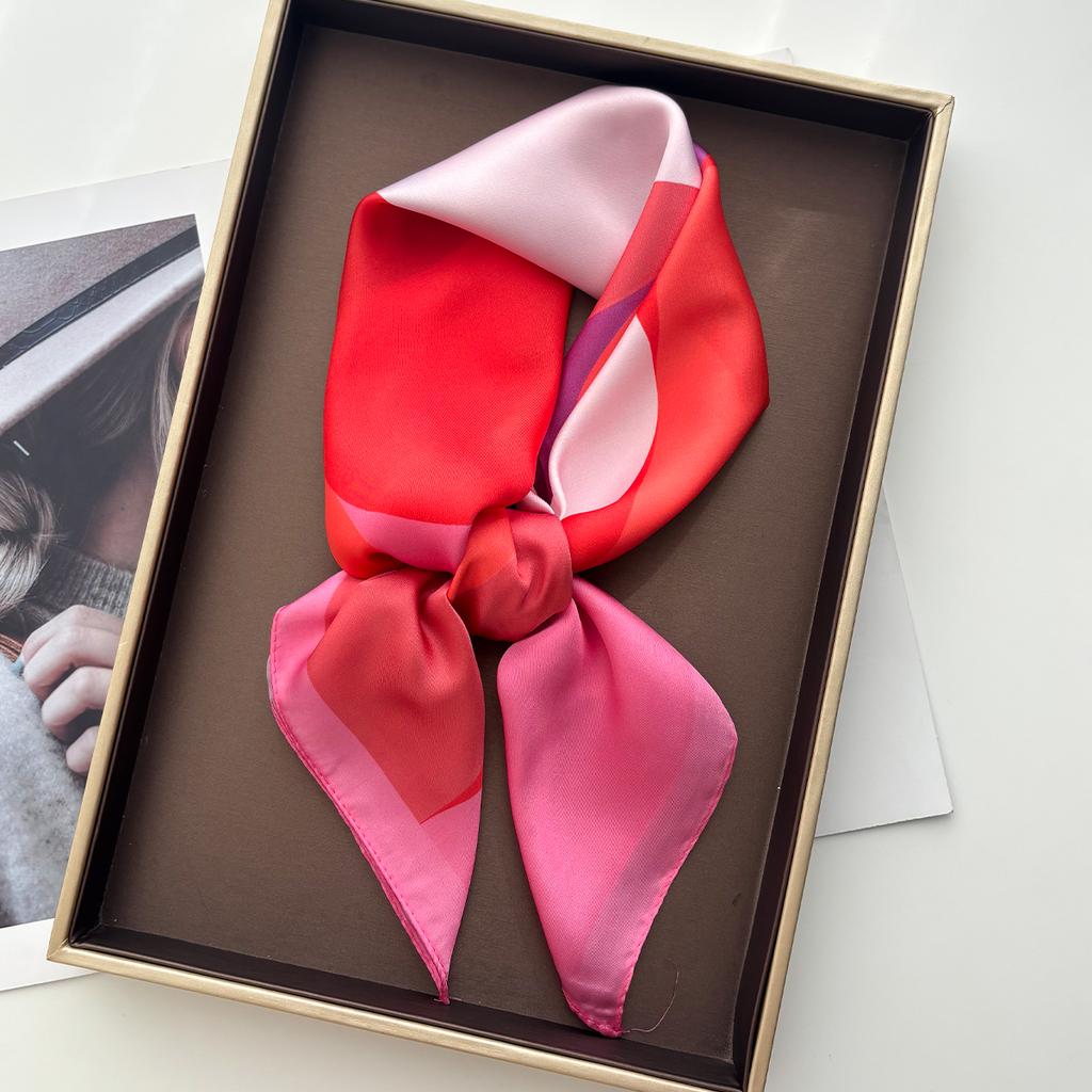Luxury Satin Imitation Print Silk Scarf Square Women Neck Scarves Wrap Headkerchief Beach Hair Band Foulard Female Bandana