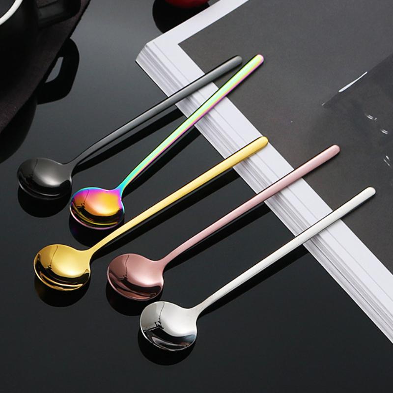 4Pcs Mini Teaspoon Set 18/8 Stainless Steel Gold Tea Spoon Small Silver Dessert Scoop Mirror Polished Tableware For Party