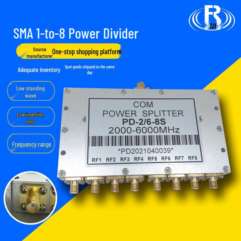 In-Stock RF WiFi SMA 8-Way Power Divider for 2-6GHz GPS Satellite Signal