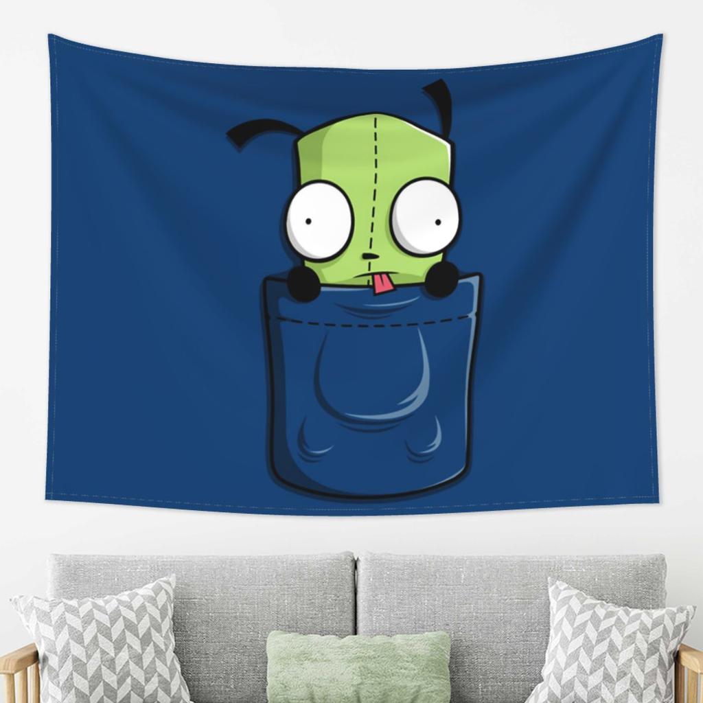 Pocket Spare Parts Invader Zim Gir Tapestry Decor Art Aesthetic Tapestries for Living Room Bedroom Home Wall Cloth Wall Hanging
