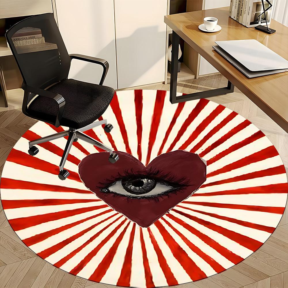 1pc Heart Eye Symbol Chair Carpet for Office, Non slip, Soft and Durable Office Rug for Interior Decoration