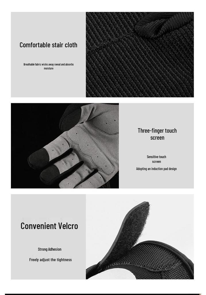 Men's Full Finger Touchscreen Cycling and Mountaineering Gloves, Thickened Palm, Wear-Resistant, Non-Slip.