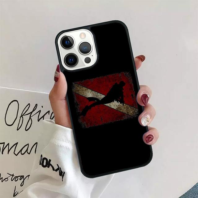Scuba Diving Dive Flag Phone Case Back Cover for iPhone 17 Air 16 15 14 13 11 12 Pro Max Plus Shell Coque