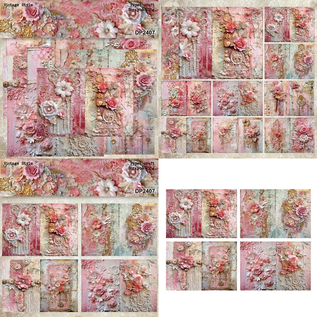 8 Blatt A5 Blumen Papier Scrapbook Papier Briefpapier Dekoratives Papier für Bastelarbeiten Scrapbooking Album Dekoration