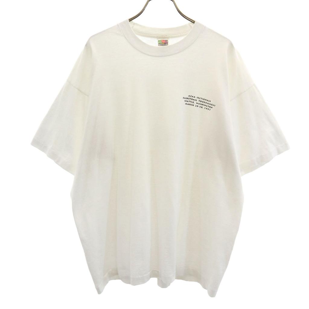 FRUIT OF THE LOOM 90s Old Short sleeve T-shirt XL white Single stitch Men's Used