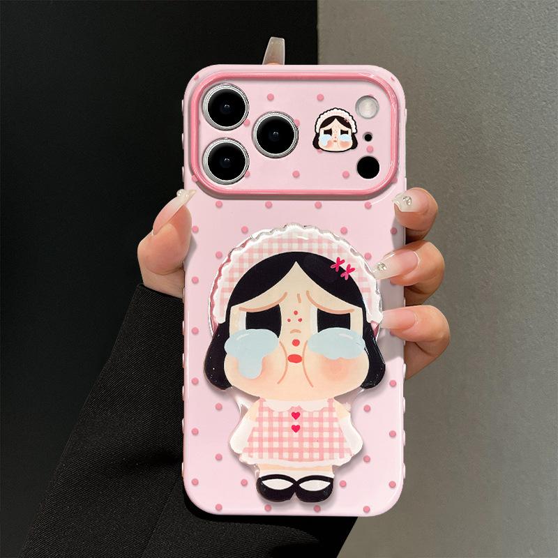 Applicable to Apple 11promax mobile phone case 11 cute cartoon iphone11 polka dot crying baby bracket 11 soft silicone