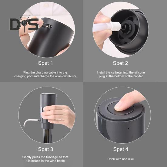Elektrický dekantér na víno Automatický provzdušňovač vína USB dobíjecí jednodotykový dávkovač vína Výkonný nalévač vína pro rychlou dekantaci Dárek pro milovníky vína
