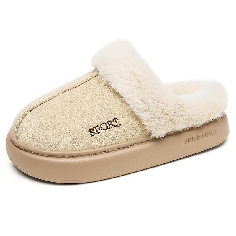 Women's Plush Lining Cotton Shoes-One Foot Stirrup Soft Sole Slippers Home Outdoor Slippers Thickened Warm Lightweight Comfortable Shoes