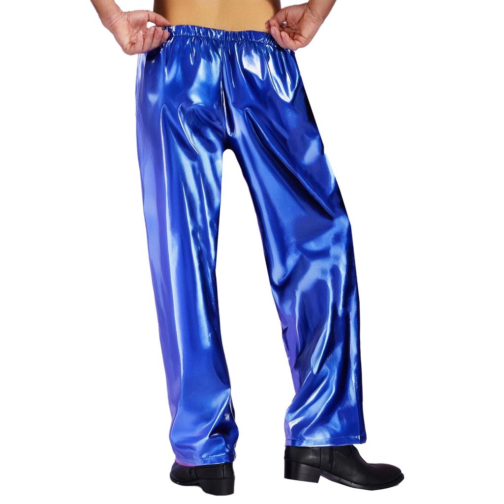Herren Metallic Jazz Dance Hosen Elastischer Bund Design Halloween Mottoparty Bühnenauftritt Hosen