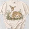 Fallow Deer Woodland Illustration T-Shirt: Vintage Comfort Colors Cotton Tee