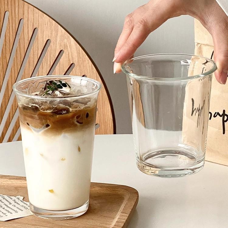 Ins Style Flip-Top Glass Beverage Cup for Coffee, Tea, Milk, Milkshakes, Lattes, and More