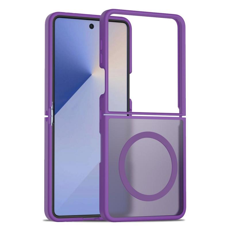 Custodia per telefono pieghevole Z Flip 7, su e giù, magnetica, sensazione pelle, semitrasparente 6