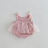 Summer Baby Romper: Pink Mesh Princess Dress with Sweet Bow for Newborn Girls