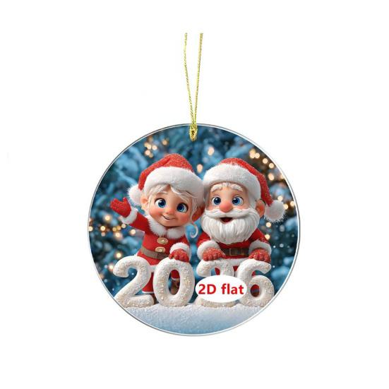 Christmas Ornament Cartoon Santa Claus Snowman Reindeer 2D Acrylic Christmas