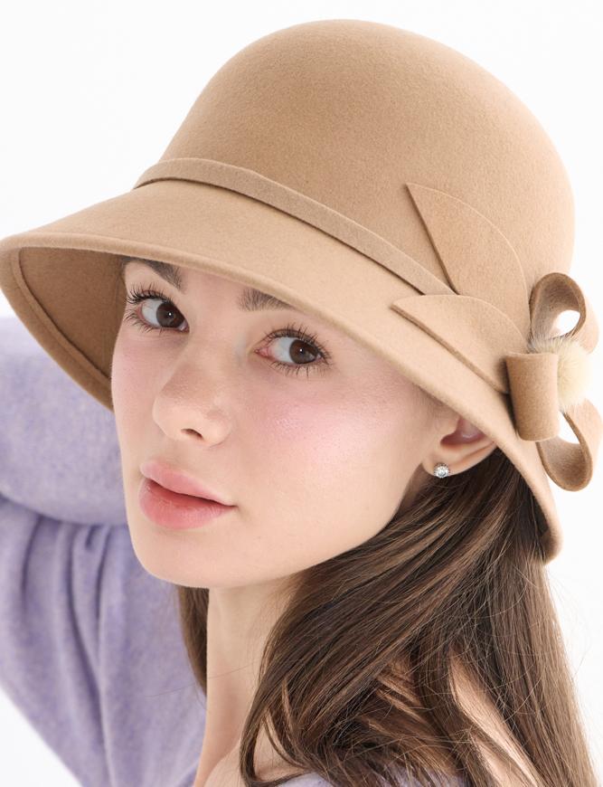 Koipeu Flower Wool Mink Cloche Cf073Ht038 Cam
