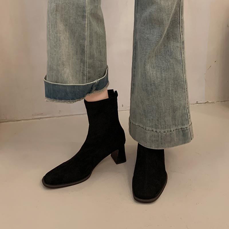 Fashion Autumn Winter Fashion Thick Heel Women Ankle Boots Fashion Back Zipper Shoes Vintage Modern Short Booties