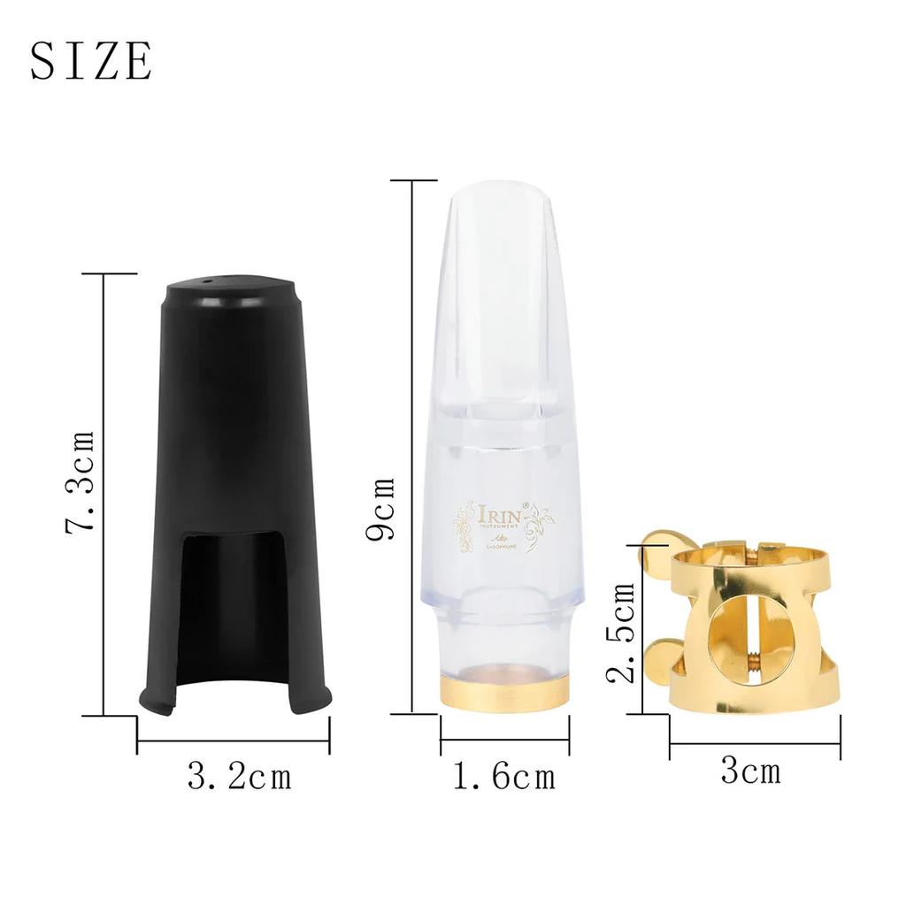 IRIN Alto Saxophone Flute Head Transparent Flute Head +Hat+Clip Crystal Flute Head Blowing Mouth Set Wind Accessories