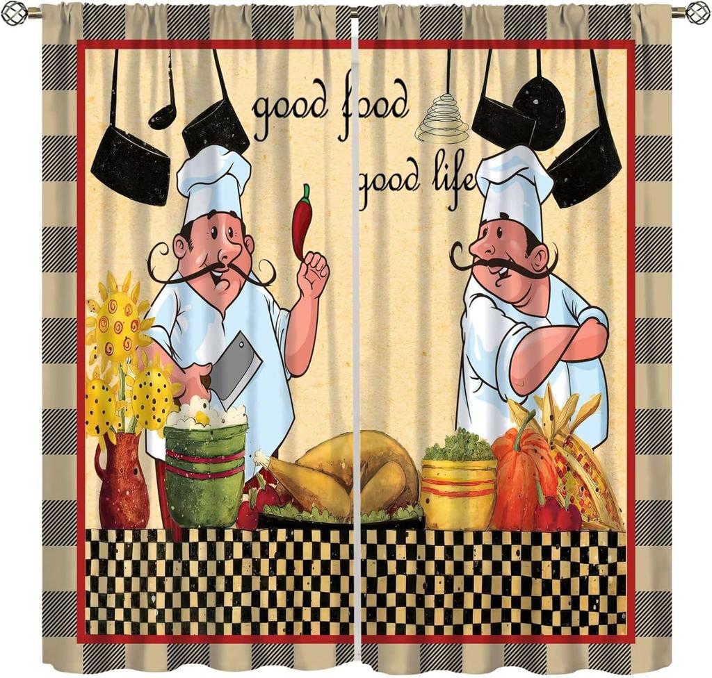 Fruit Grape Curtains, Retro Country Style Rattan Fruit Pattern Window Decoration, Suitable for Living Room, Bedroom and Kitchen