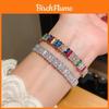 Bracciale aperto geometrico con zirconi e zirconia cubica per un elegante abbigliamento da ufficio