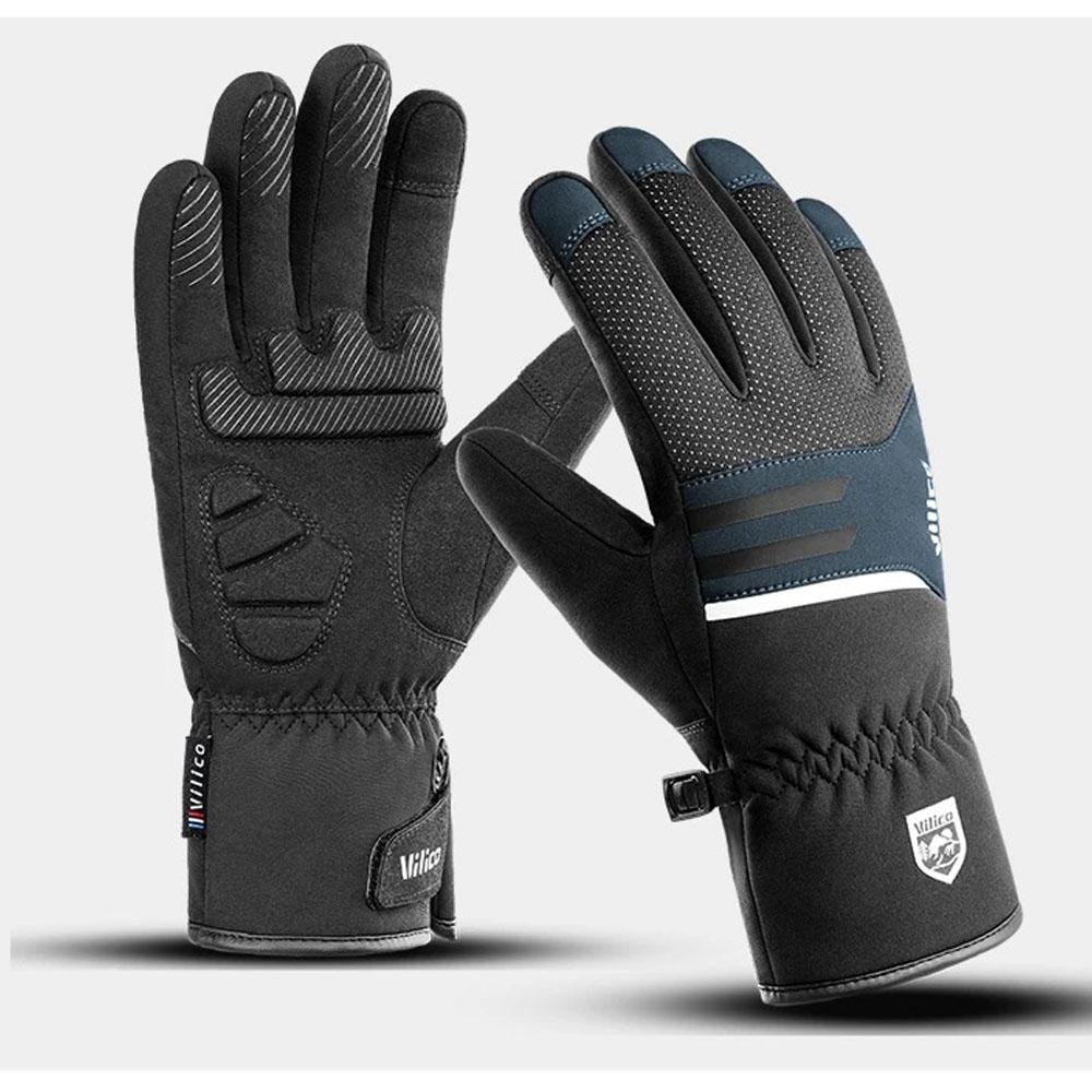 Black Winter Warm Fleece Gloves Waterproof Full Fingers Cycling Glove Outdoor Sports Running Hiking Motorcycle Snowboard Skiing Gloves Touch Screen.