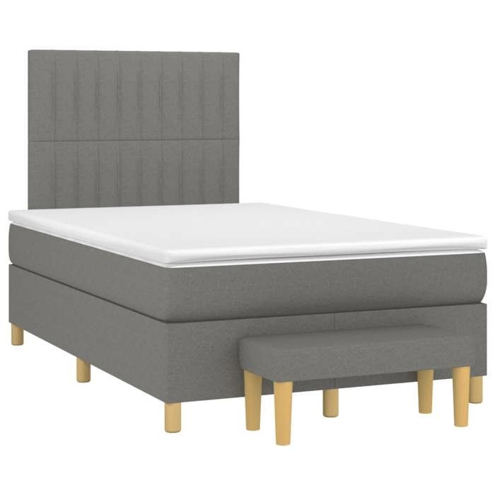 Maison Exclusive - Sommier à lattes de lit avec matelas Gris foncé 120x200cm Tissu