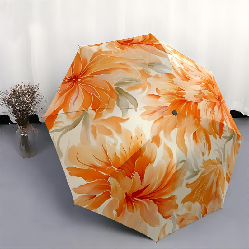 1pc Floral Pattern Automatic Open/close Folding Umbrella, Compact Portable Travel Umbrella, Cute Umbrella, Durable Construction Yy260328025