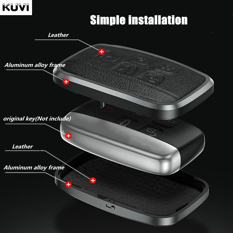 Leather Car Metal Key Case Cover For Land Rover Range Rover Sport Evoque Freelander For Jaguar Xf Xj Xe Xjl Xf Shell Accessories