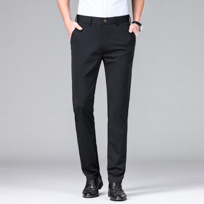 Trousers Men's Summer Thin Section Slim Casual Pants Man Multi Color Optional Ice Silk Loose Straight Business