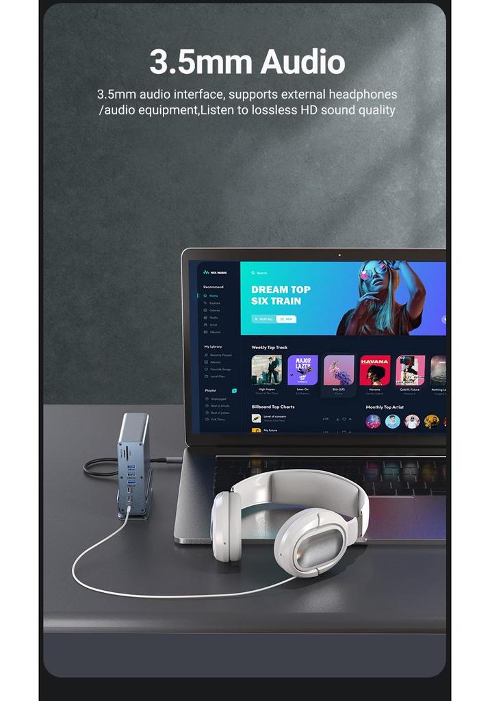 15v1 dokovací stanice Type-C s víceportovým USB a gigabitovým síťovým portem