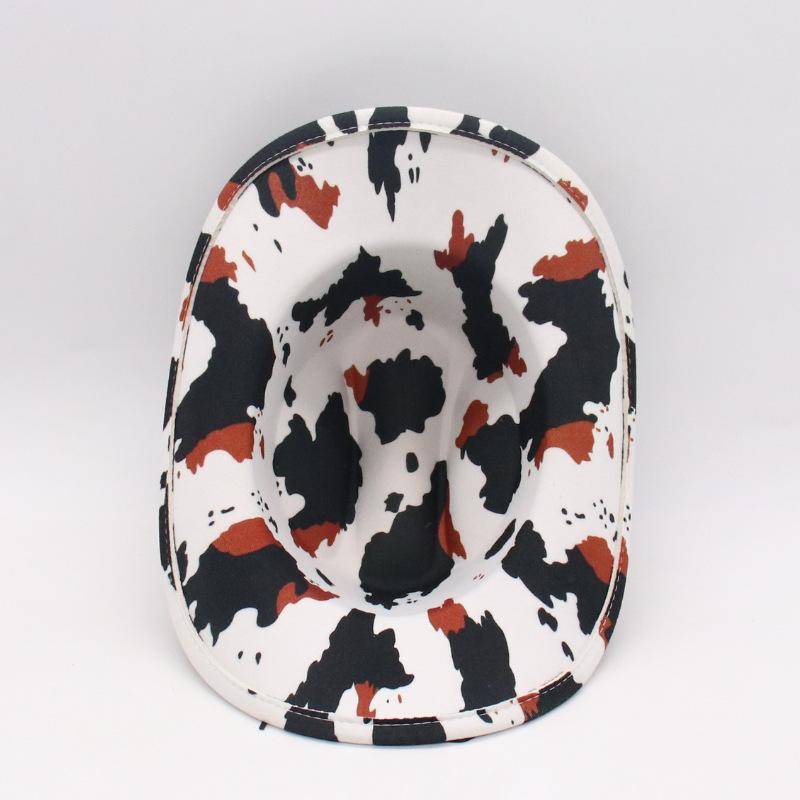 New Cross-Border Xiyin Amazon Cow Head Label Cow Pattern Woolen Top Hat European And American Fashion Western Denim Jazz Hat