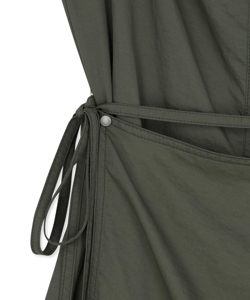 Mattengkim Sleeveless Wrap Dress In Khaki