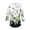 Women's Loose Button Collar Vintage Floral Print Three-quarter Sleeve T-Shirt Shirt
