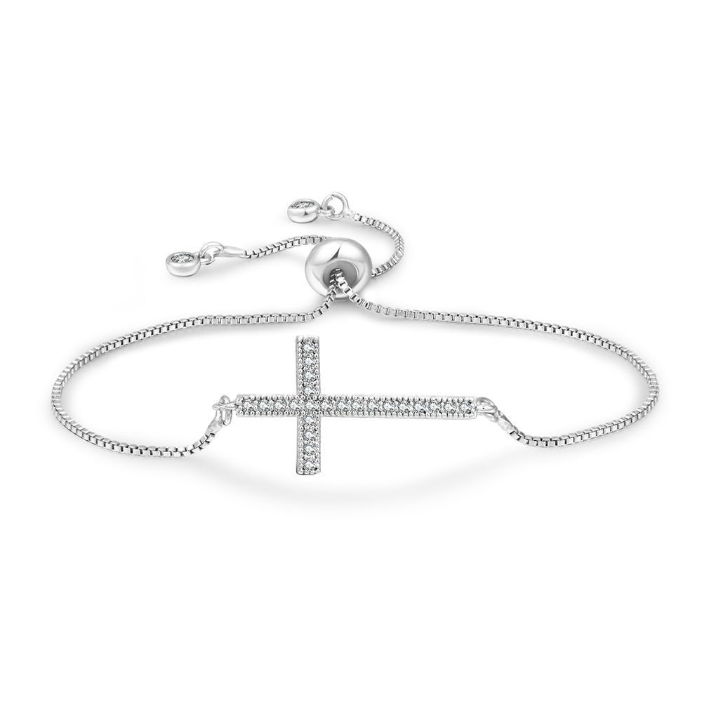 Cross Jewelry Adjustable Copper Zircon Stone Bracelet For Women Gift Travel Souvenir