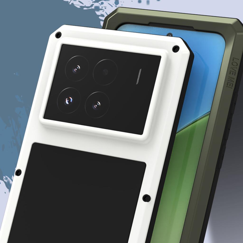 LOVE MEI Schutzhülle für Xiaomi 15 Pro: Displayschutzfolie aus gehärtetem Glas, Metall + Silikon