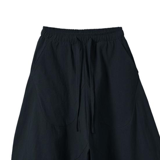 Pánské kalhoty se sníženým rozkrokem, volné, ležérní, jednobarevné, s vysokým pasem, zkrácené kalhoty pro každodenní nošení