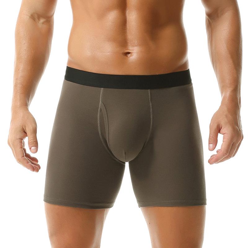 Men's Breathable Cotton Mid-High Waist Boxer Briefs with Side Opening and Anti-Chafing Design for Teens - European and American Style